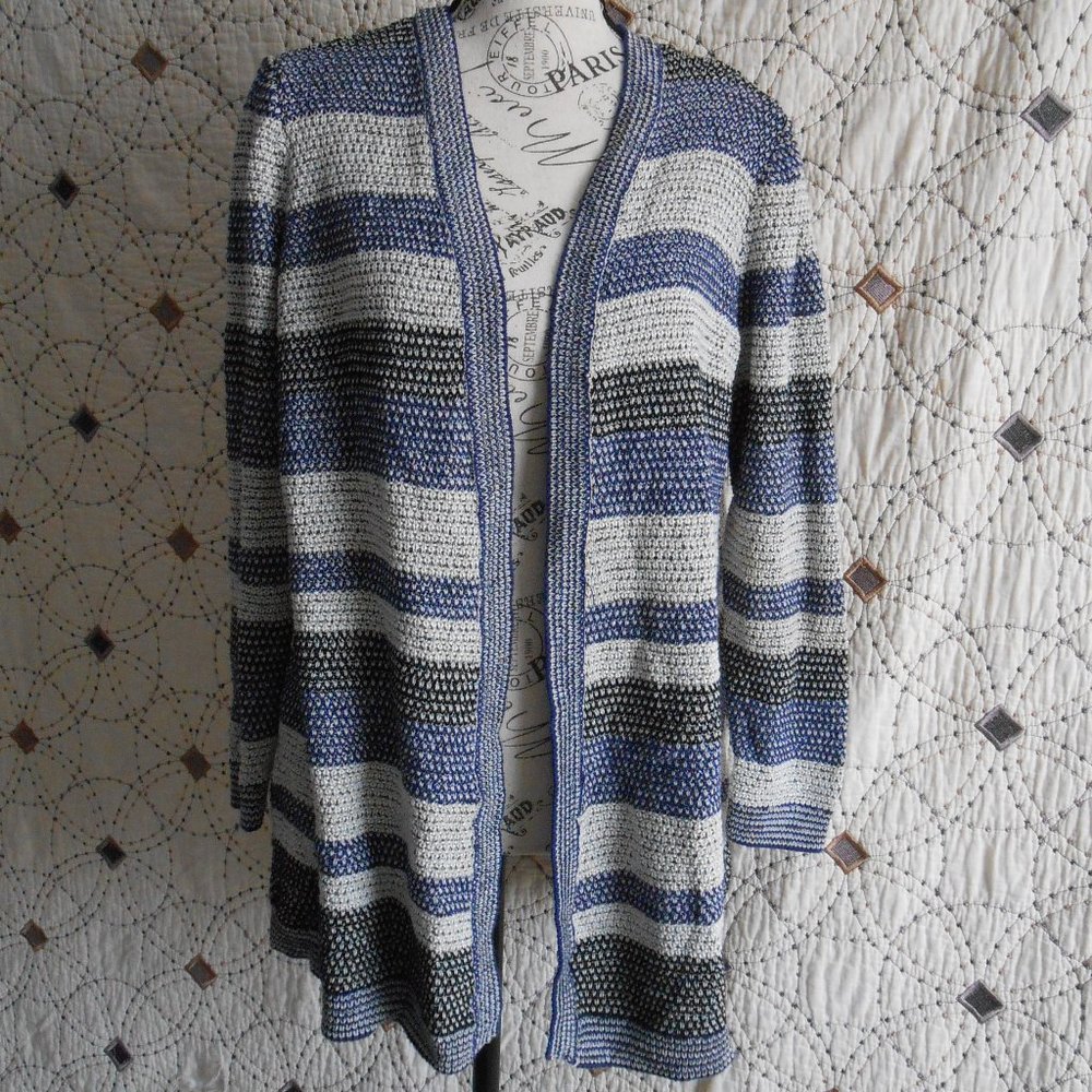 EUC Westport 1962 Sparkle Striped Open Cardigan S